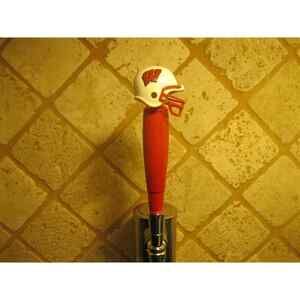 NCAA Wisconsin Badgers Tap Handle Wood Football Beer Keg Red Kegerator